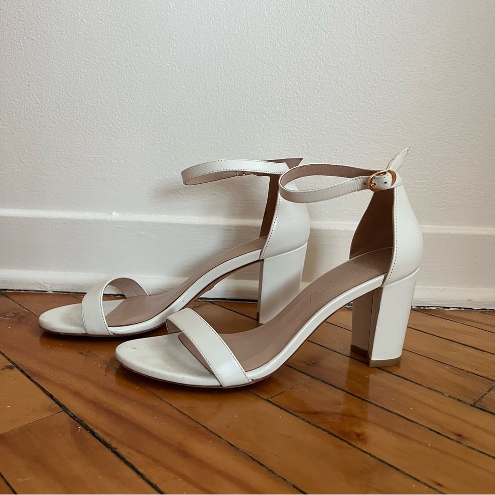 White Block Heel Sandals